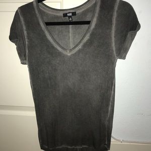 vintage grey low V tee